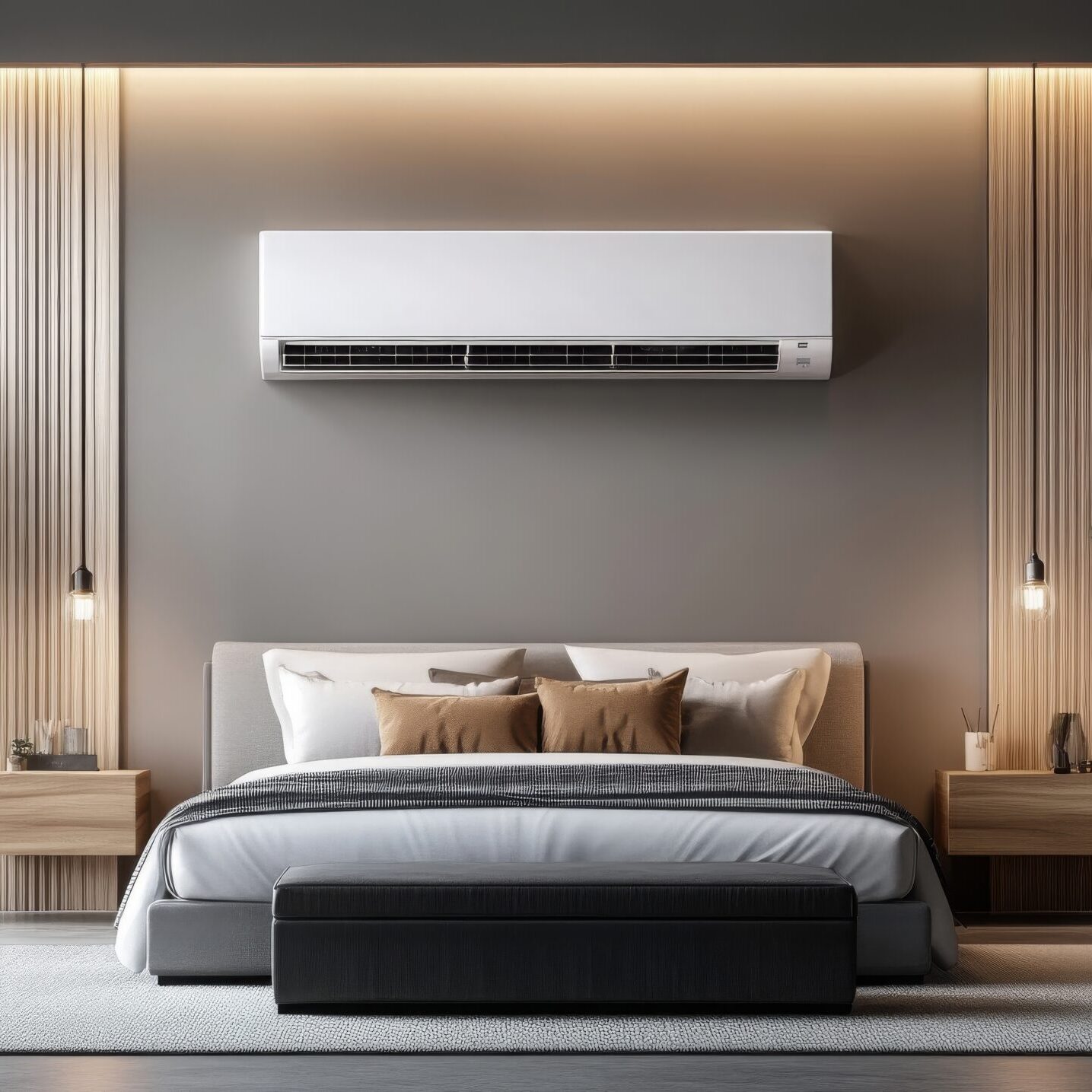Modern Bedroom with Air Conditioner Cool Airflow Interior Design